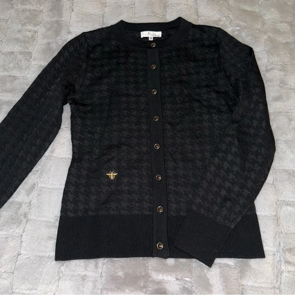 Dior Black Houndstooth Button-Up Blazer - Picture 2 of 3